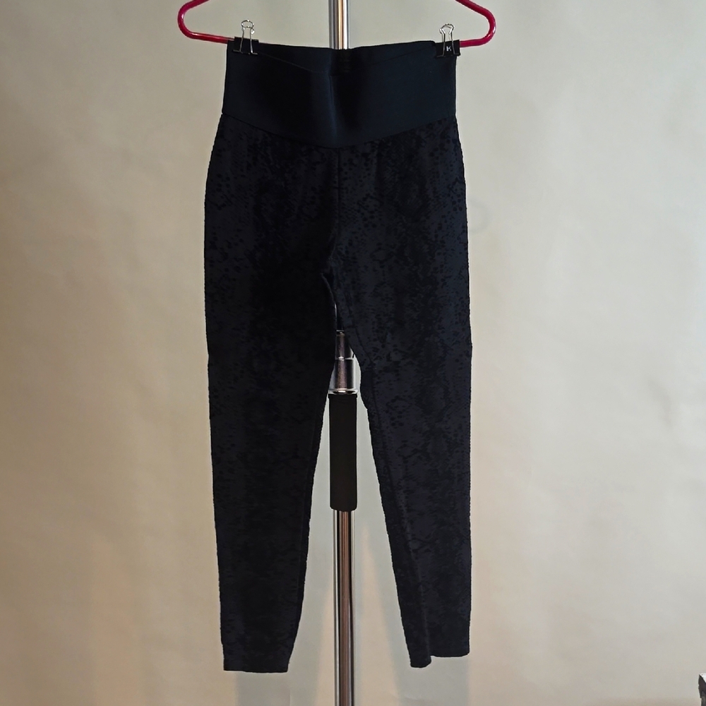 Black velvet snake Patterned High-Waisted Leggings, sz s